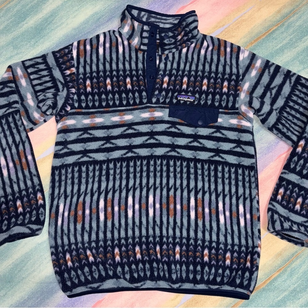 Patagonia Synchilla Snap Pullover Sweatshirt Jacket Kuta Klash Shadow Blue S